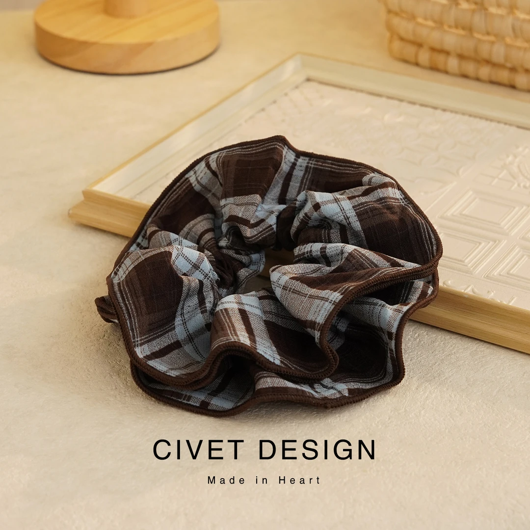 新款学院风格子气质发圈质感温柔发饰甜美百搭少女马尾头花发绳