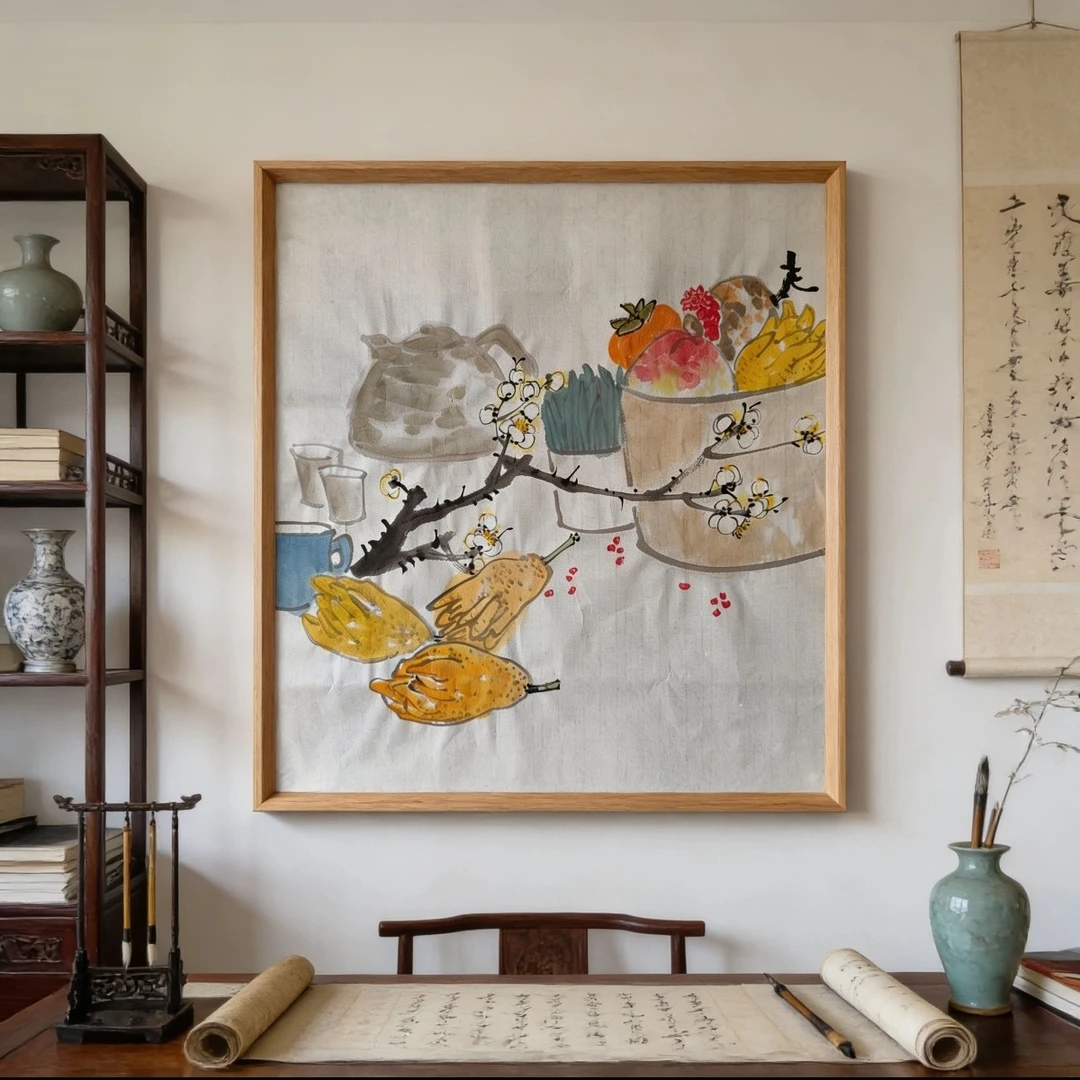 硕果累累多子多福50-50厘米不带框办公室茶室 家居背景墙艺术挂画