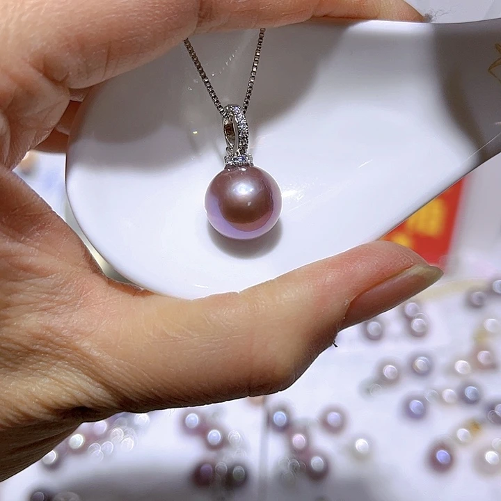 淡水珍珠紫珠银色奶嘴扣未镶嵌