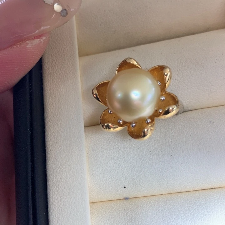 银S925镶嵌戒指海水珍珠