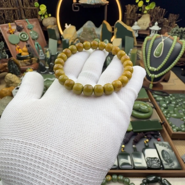 岫岩河磨玉（透闪石质玉）未镶嵌手串