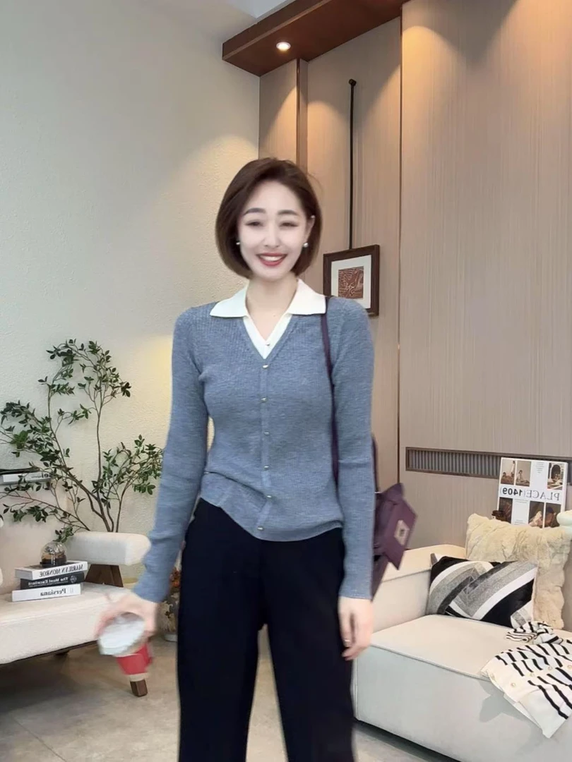 FIGO LOVE 春季Polo领假两件套衫30039