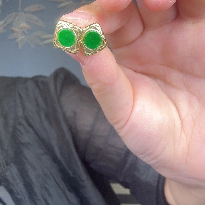 福***代银S925镶嵌翡翠耳饰