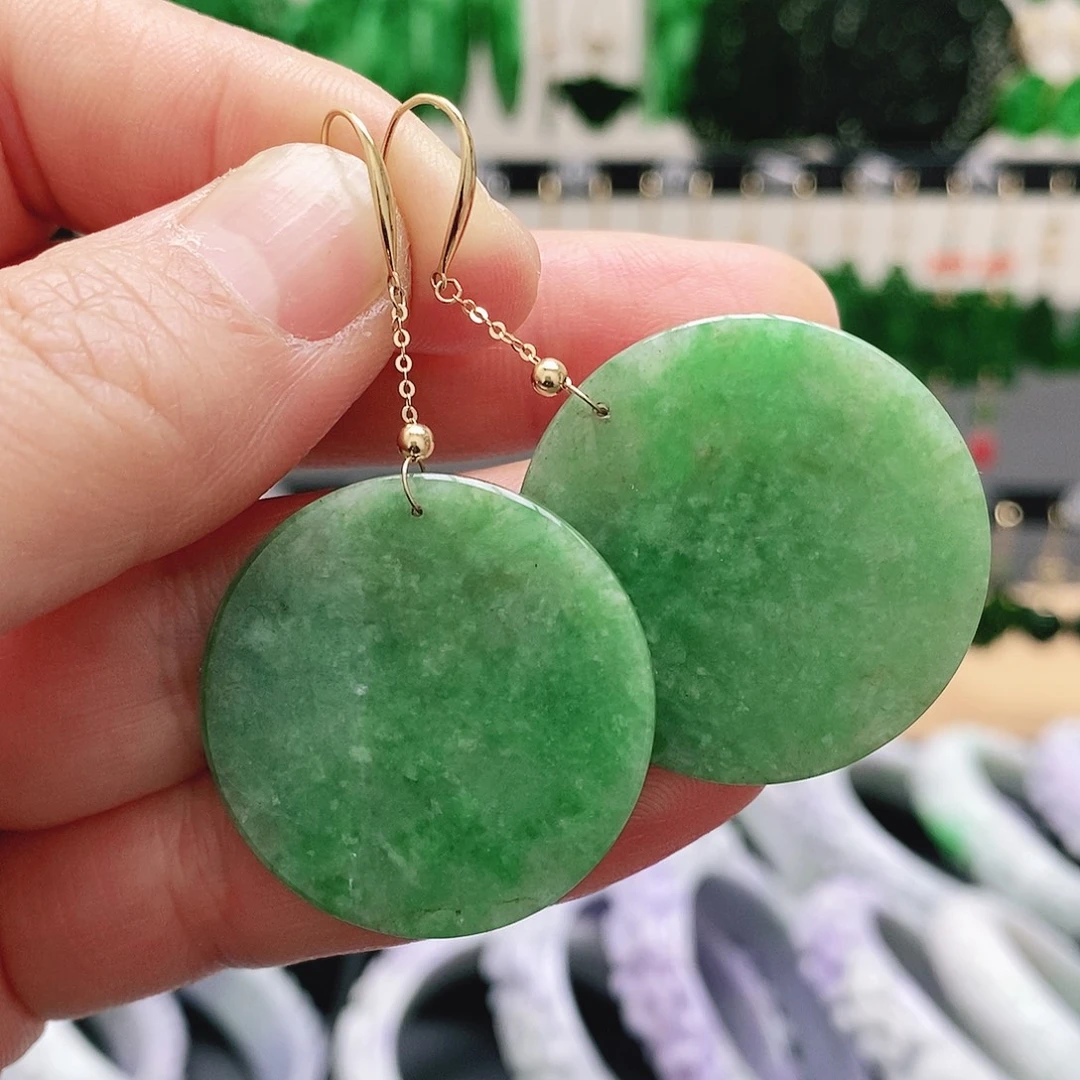 翡翠18K金镶嵌耳饰挂件