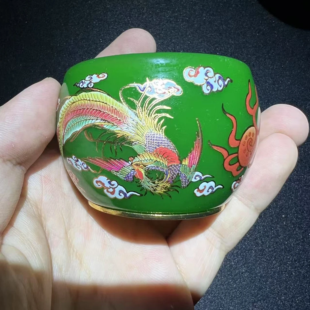 绿龙凤琉璃杯   单杯