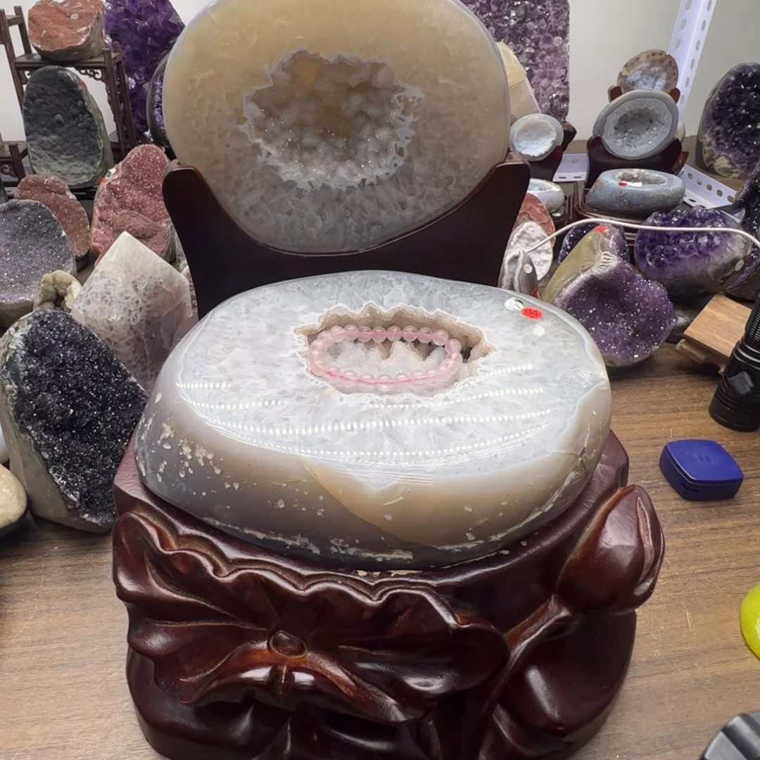 未镶嵌水晶珠宝半成品大漏福利雕花底座一套有修聚宝盆94