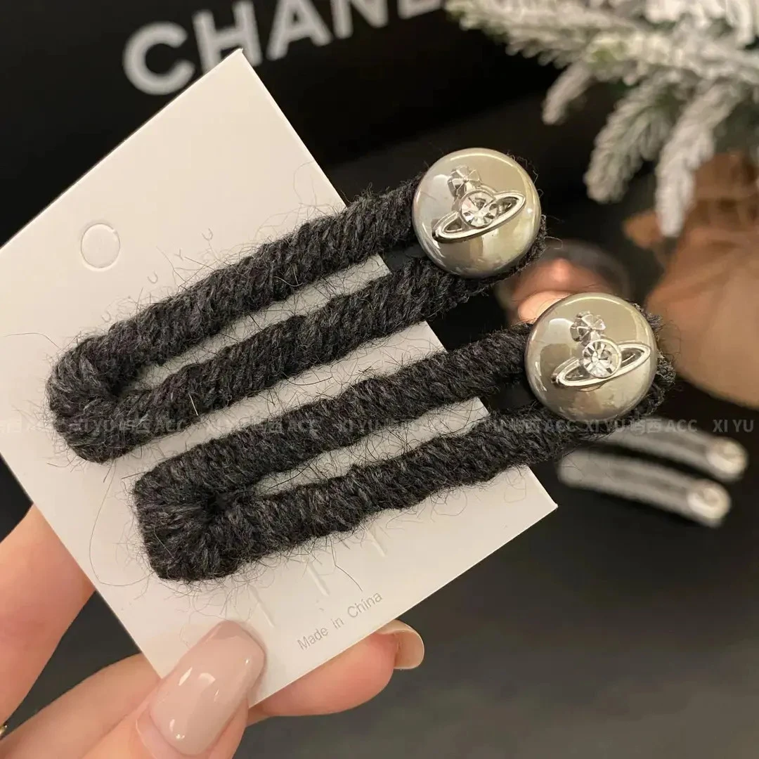 2026韩版毛线鸭嘴发夹秋冬新款气质网红时尚碎发刘海侧边夹复古女