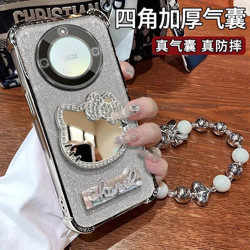 适用荣耀X70手机壳硅胶防摔MTN-AN00网红女款Honor镜子支架保护套