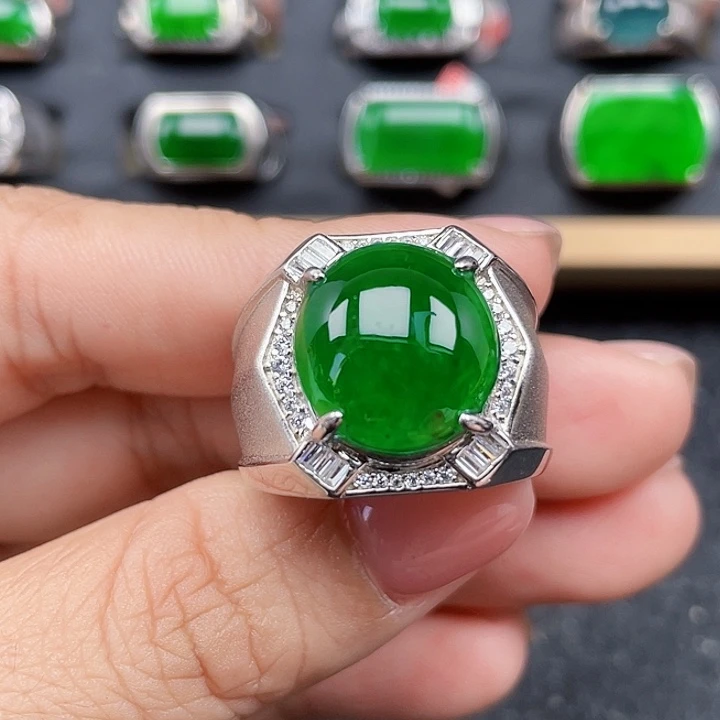 翡翠银S925镶嵌戒指编号3821没运费险