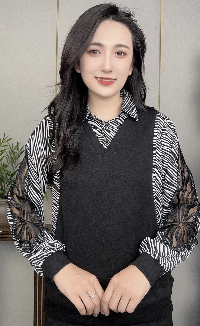 中老年气质上衣夏季女新款时尚洋气高贵小衫假两件秋季