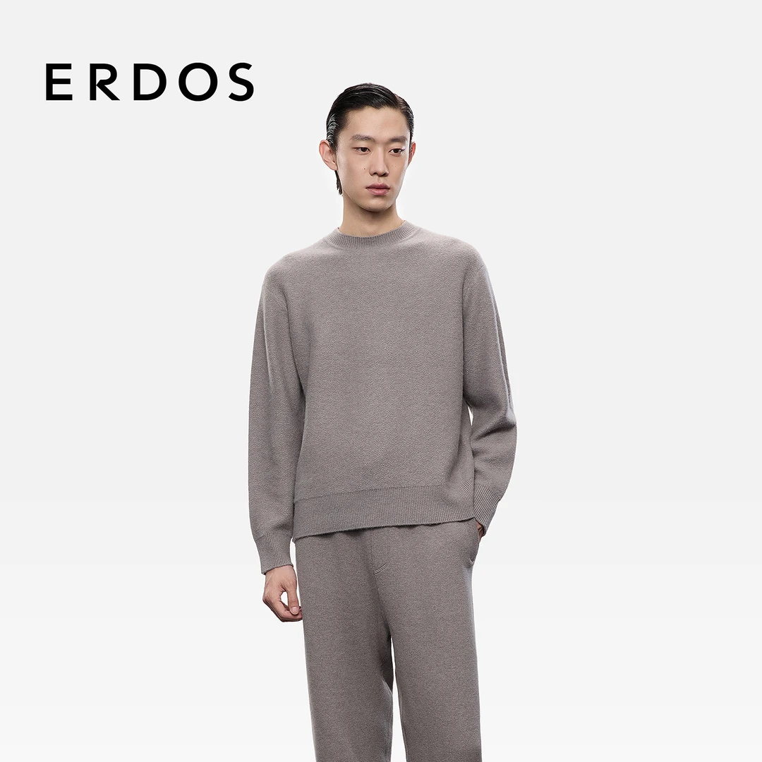【头等舱系列】ERDOS 男装半高领虚提羊绒衫25年秋冬新品厚款套衫