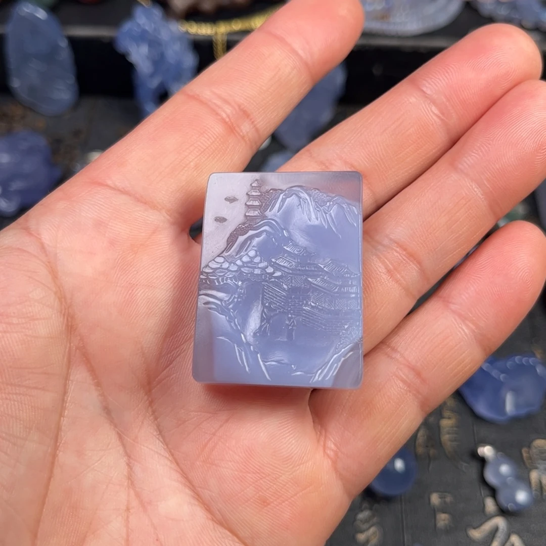 玛瑙/玉髓未镶嵌吊坠(不含链)风景牌