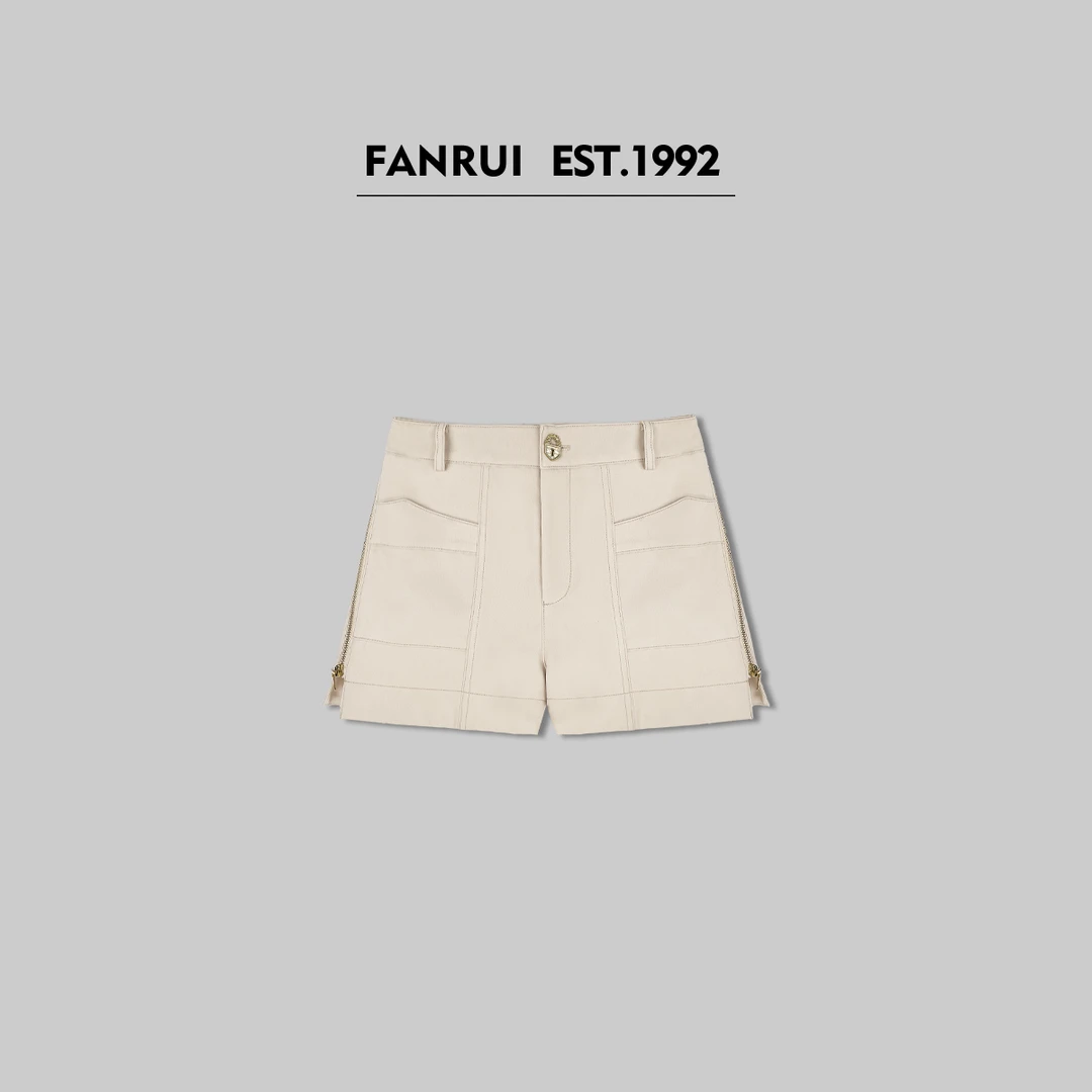 FANRUI/泛芮「芝心麻薯 」侧边拉链百搭设计感短裤LN15181