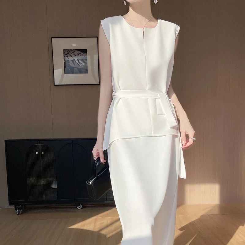 2025新款醋酸套装背心衬衫+a字半身裙春夏薄款气质高级感两件套女
