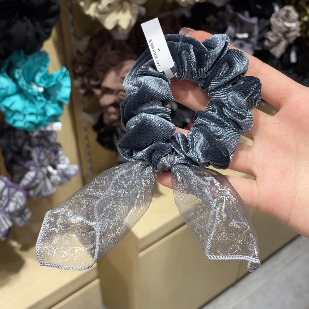 布艺非金属蓝灰蝴蝶结发圈