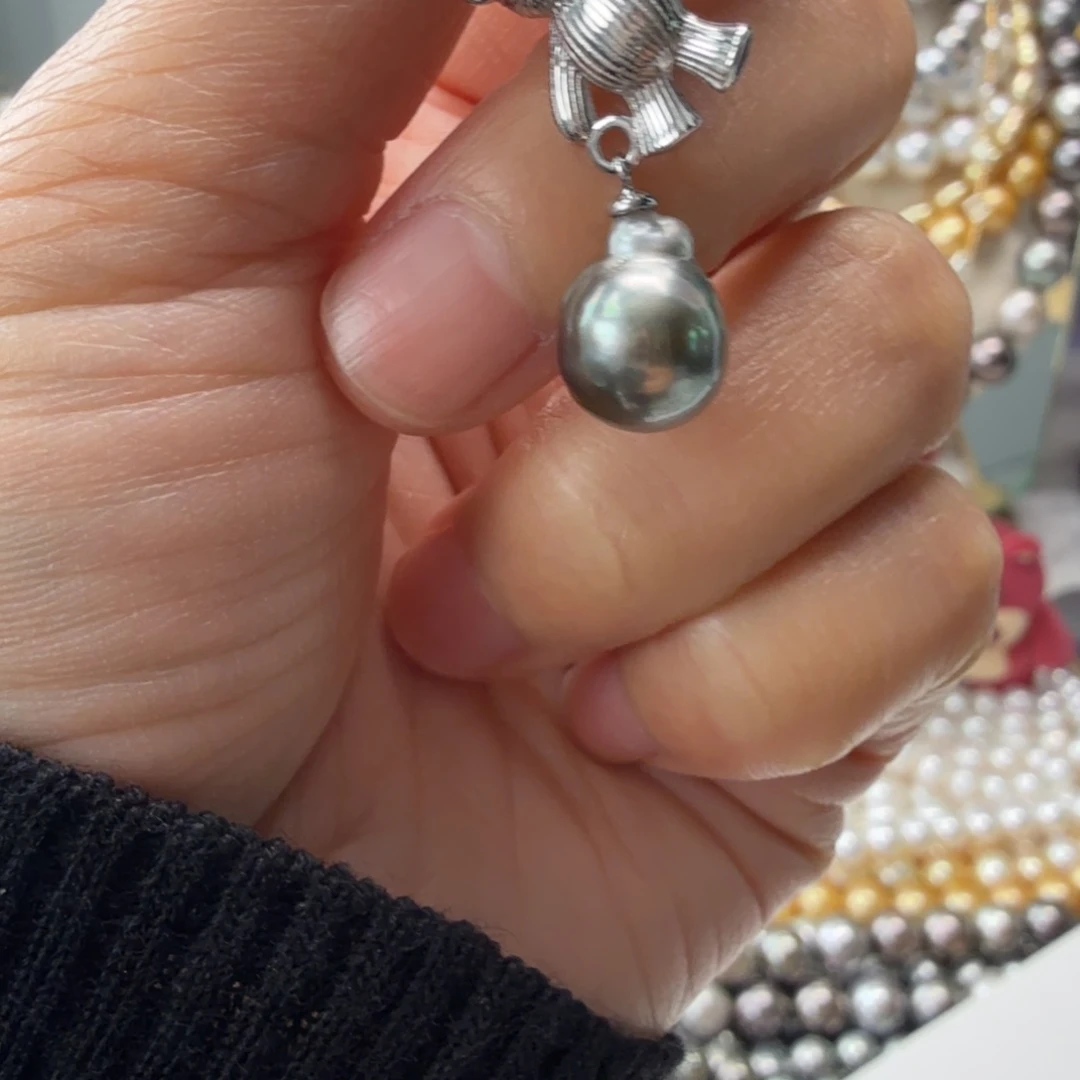 海水珍珠银S925镶嵌颈饰