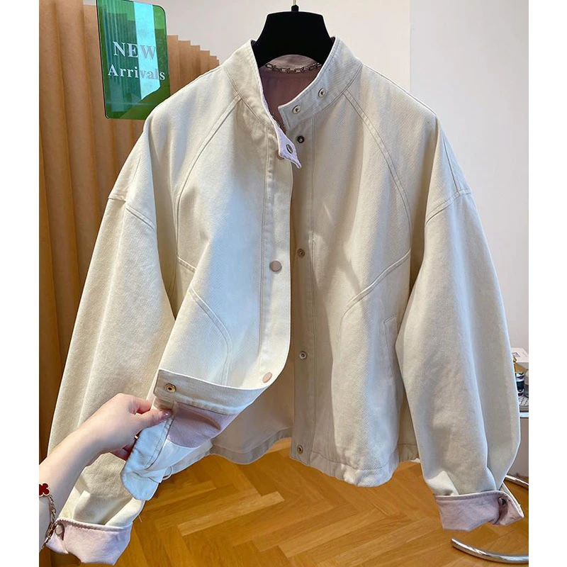 韩国高级感立领夹克外套女春秋装2025新款宽松休闲短款气质上衣潮