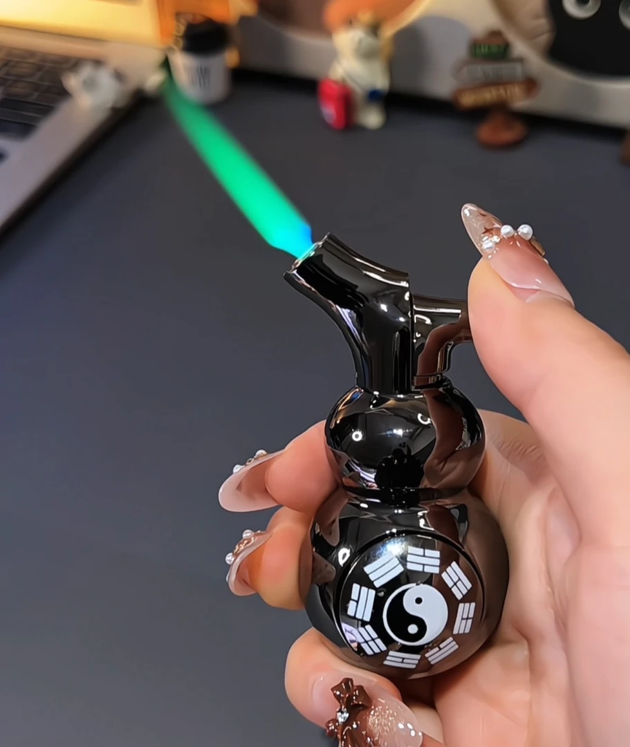 新款金属双转轮葫芦旋转陀螺打火机防风绿焰送男友礼物高级感