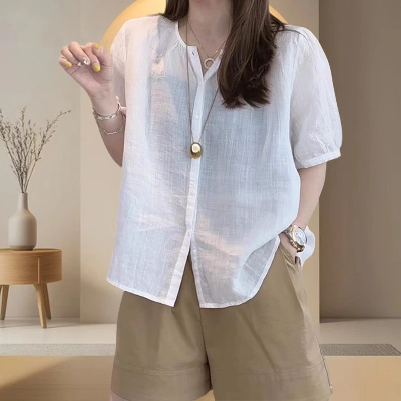 简约复古套装女2025夏季穿搭一整套女装短袖衬衫上衣短裤两件套女