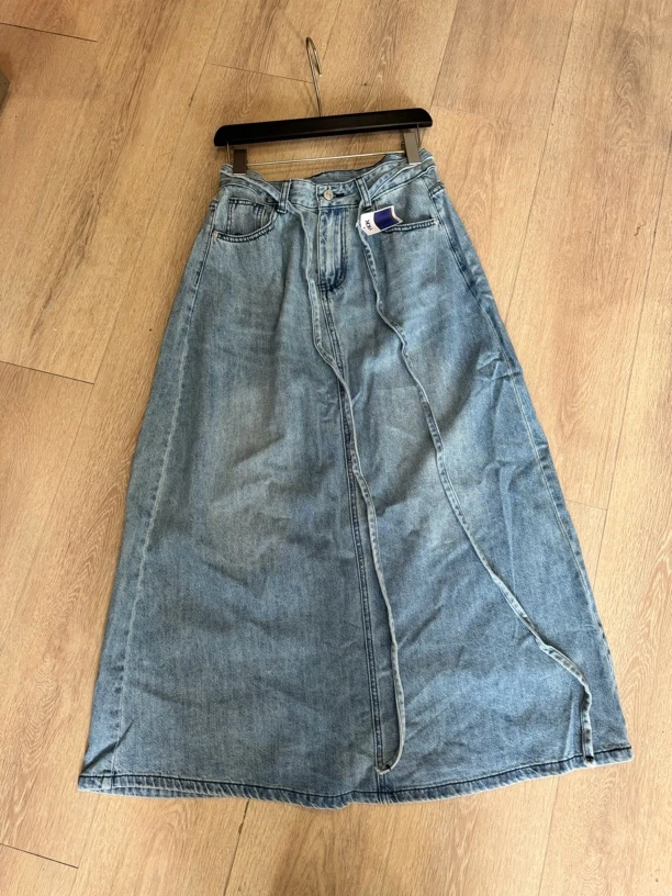 29010大码微胖 水洗浅色牛仔裙半裙