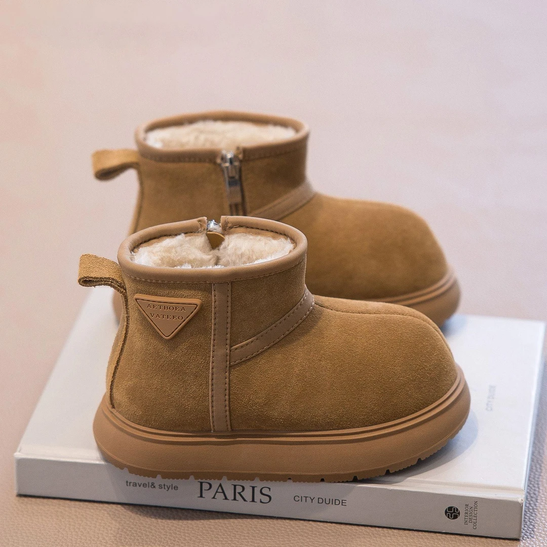 阿童木儿童雪地靴2025冬季新款女童加绒保暖短靴儿童棉鞋男童棉靴