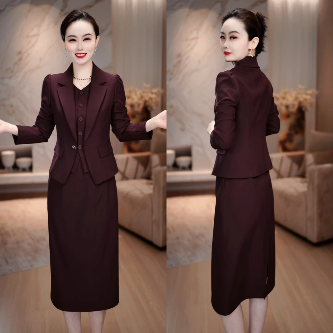 西服外套+连衣裙2025早秋高级感显瘦时尚轻奢两件套连衣裙M-5XL