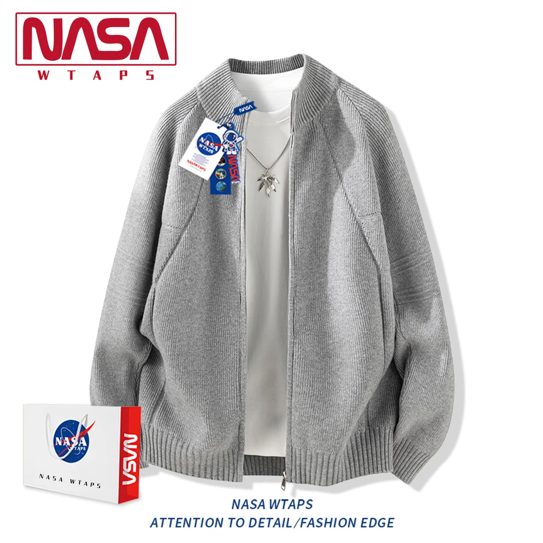 NASA WTAPS美式简约针织衫男款秋冬季潮牌宽松情侣开衫毛衣外套男