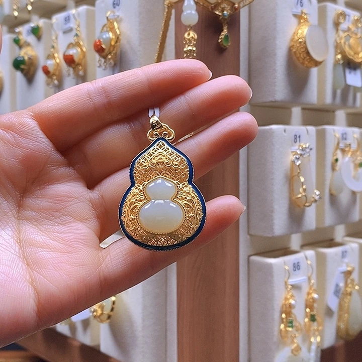 和田玉颈饰银S925镶嵌