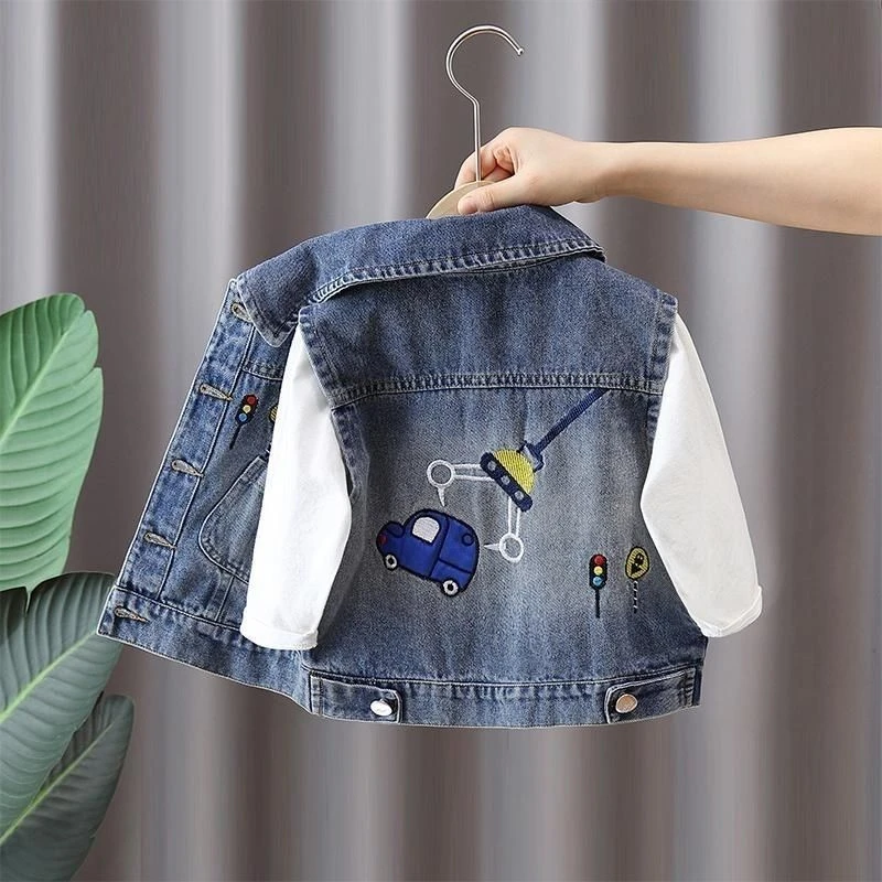 男童牛仔马甲2025新款帅气炸街儿童坎肩背心春季外穿刺绣小马甲潮