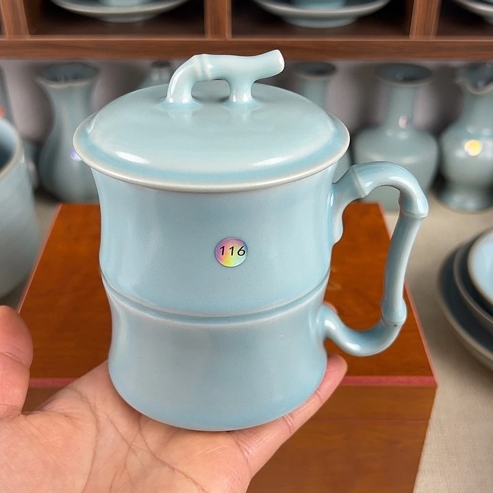瓷杯子仿古釉竹节办公杯微瑕编号116