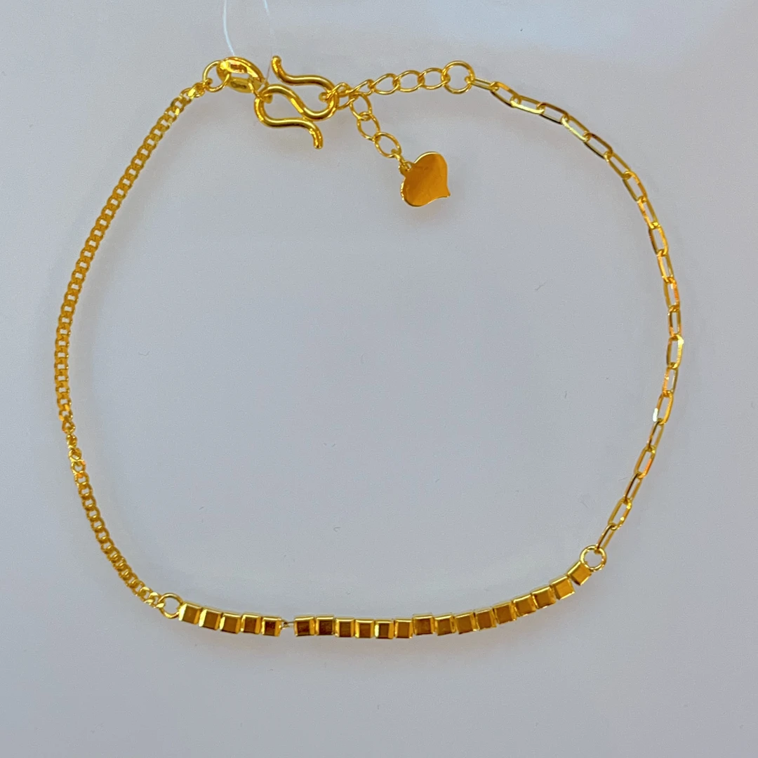 足金经典小方块百搭手链