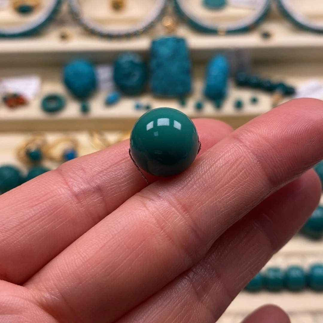 绿松石未镶嵌珠宝奇石直径13圆珠