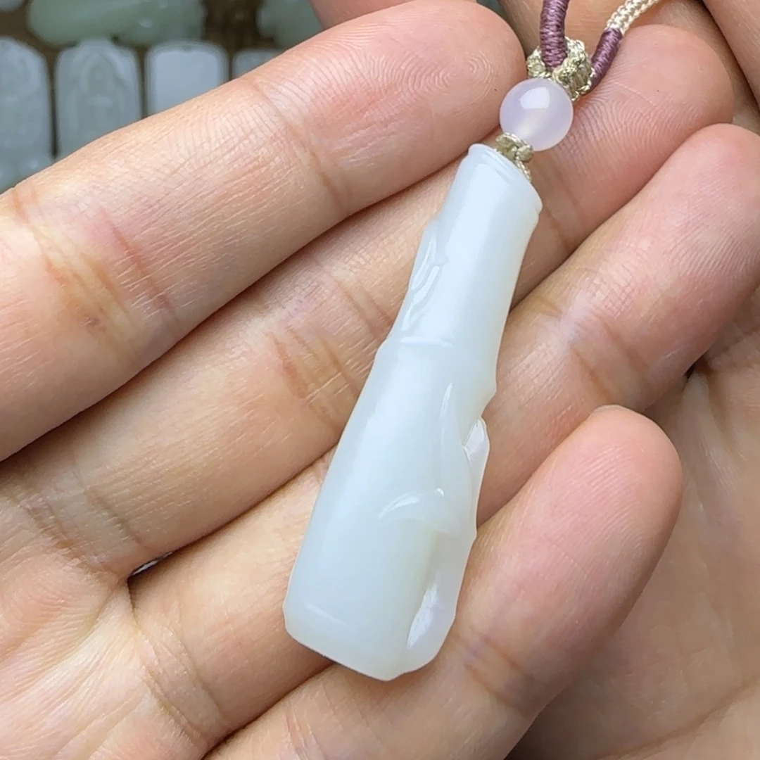 和田玉未镶嵌挂件竹节