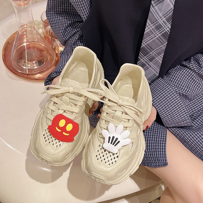 厚底增高eva面料老爹鞋款式女2025春季新款外穿百搭凉鞋洞洞鞋潮