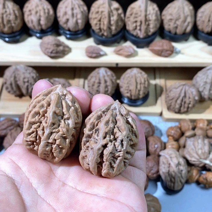 早***爷文玩核桃把件瑕疵珊瑚