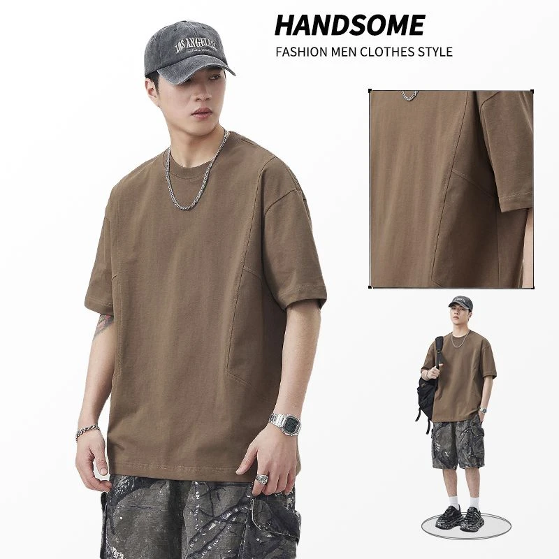 美拉德复古凉感polo衫男重磅纯棉短袖夏季宽松潮牌翻领t恤上衣男