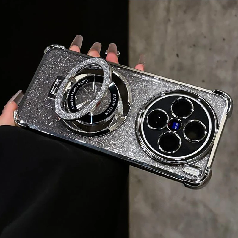 磁吸支架闪粉四角气囊防摔电镀适用vivox200s/x200pro/mini手机壳