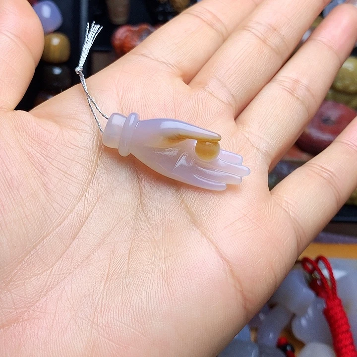硅化玉未镶嵌吊坠(不含链)玉雕佛手