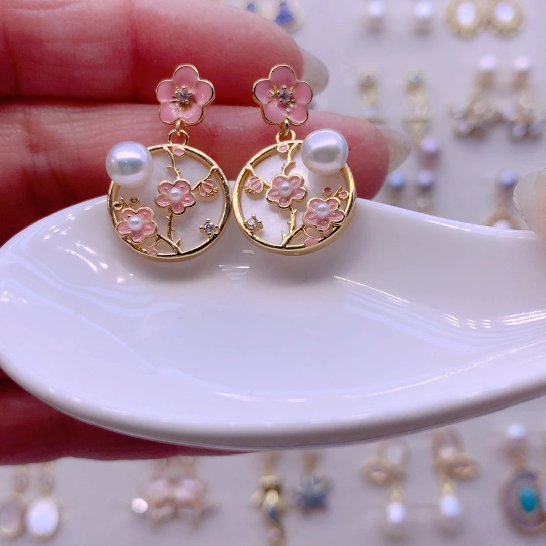 淡水珍珠耳饰合金