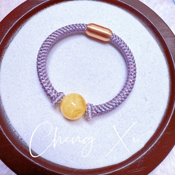 天然俄料16+蜜蜡圆珠紫云星空手绳