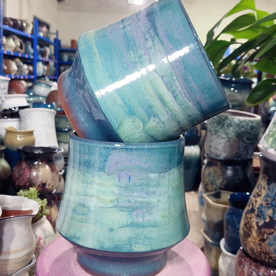 紫砂花盆高21口18