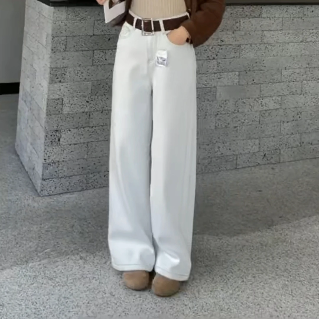 86205-0新色系～水泥灰直筒加绒牛仔裤