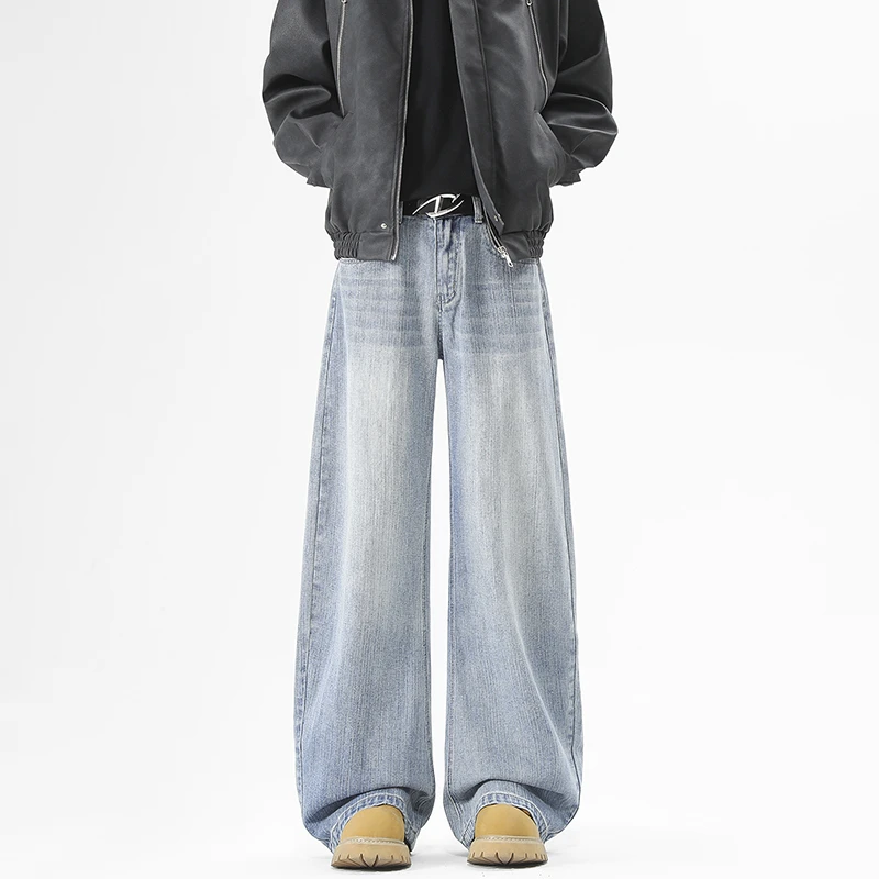 2025秋冬季新爆款美式高街牛仔直筒百搭宽松阔腿休闲潮流牛仔裤男
