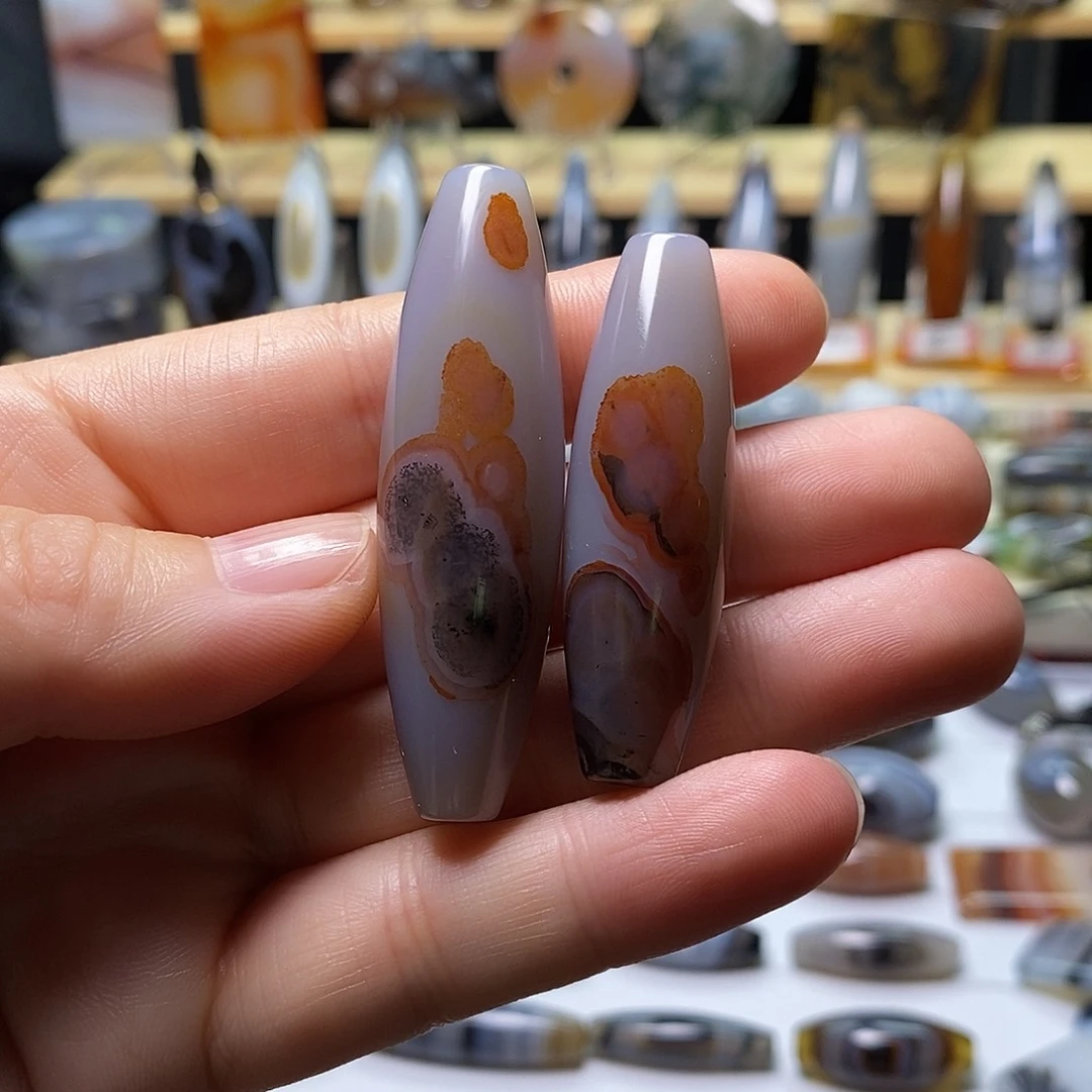 玛瑙/玉髓未镶嵌颈饰福利一对