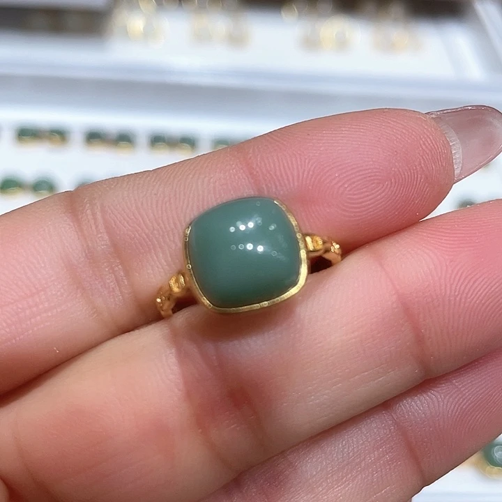 和田玉（碧玉）戒指银S925镶嵌