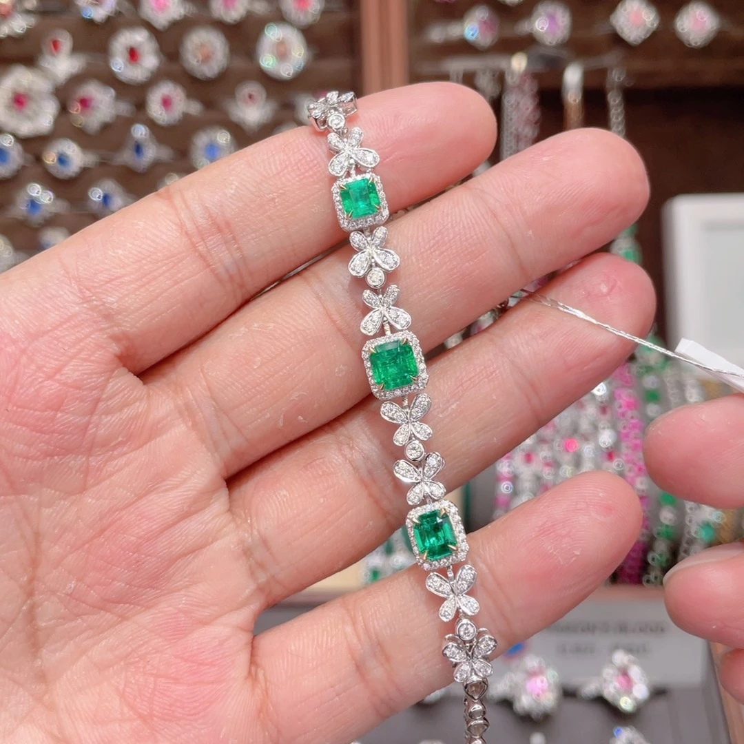 手链祖母绿18K金镶嵌1.67ct