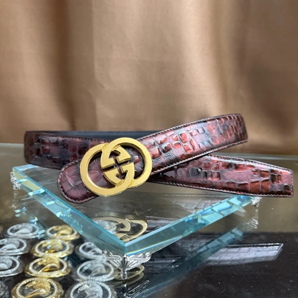 新款高档男士皮带双G字母休闲牛皮腰带青中老年时尚商务高端潮流