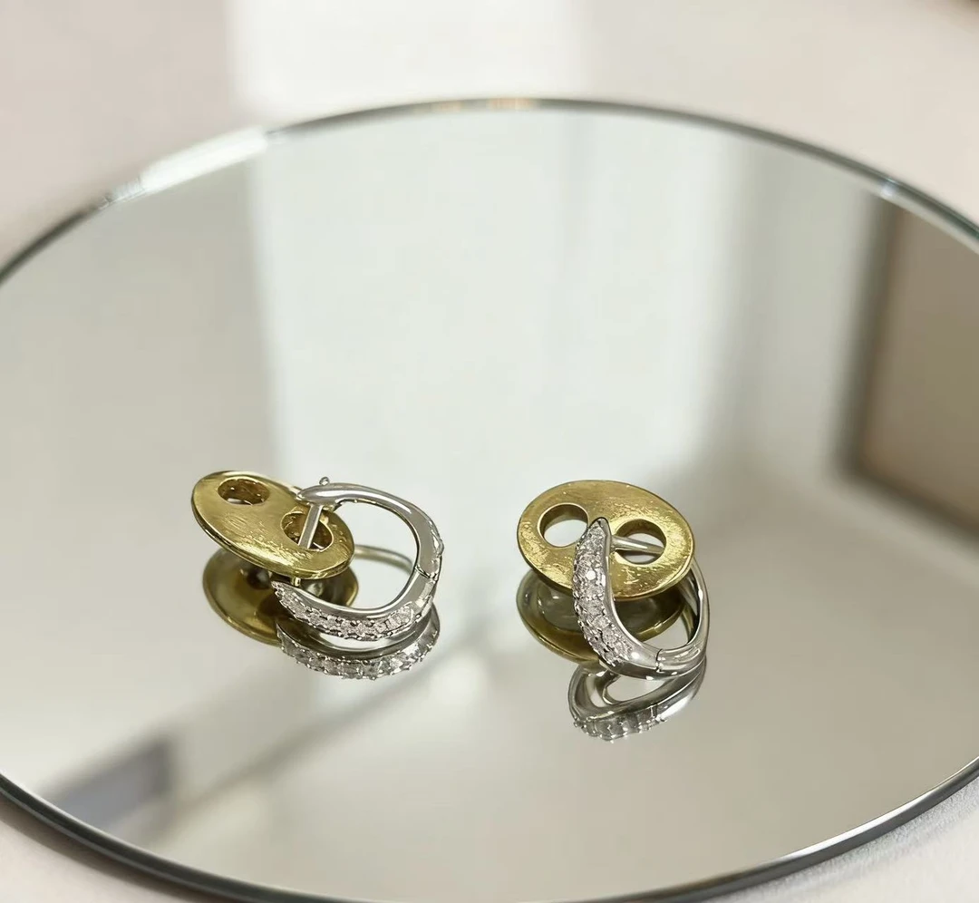 【越美丽】--V金意大利精工拉丝质感高级极简耳饰zr1310