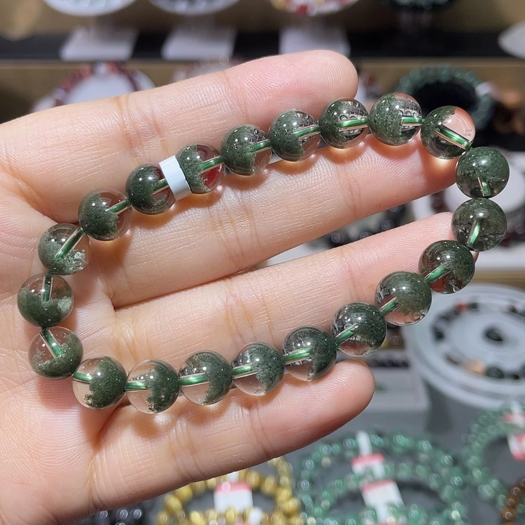 水晶未镶嵌手串绿幽灵聚宝盆手串