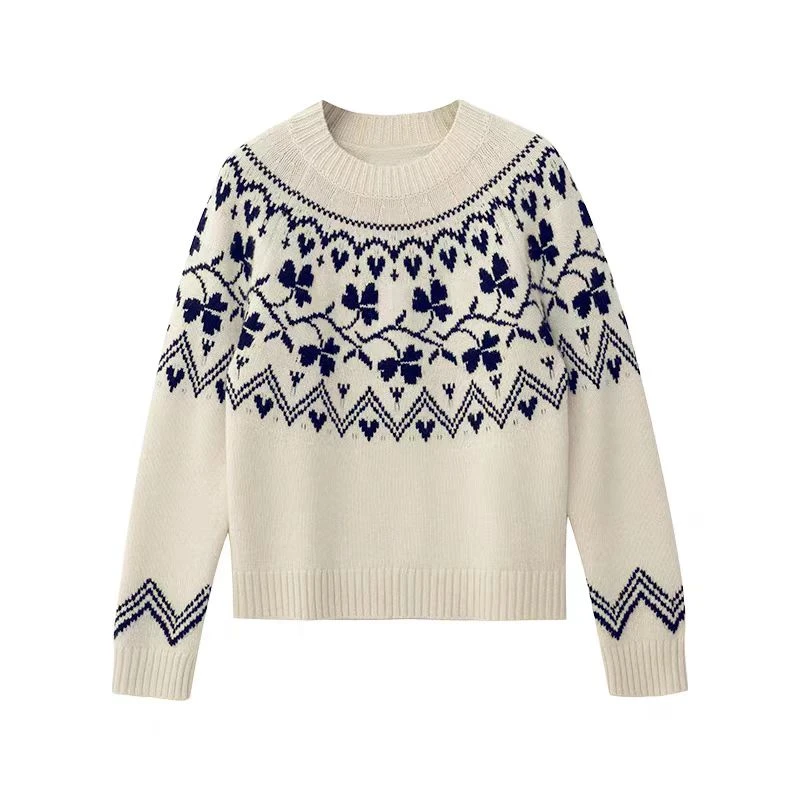 25年新款春季E+韩版百搭宽松时尚圆领长袖毛衣my001（25M02063）